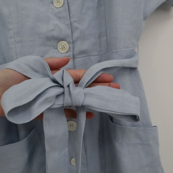 Olivaceous Linen Day Dress Womens S‎ Blue Bohemian Coastal Grandma Cottagecore - Picture 10 of 16